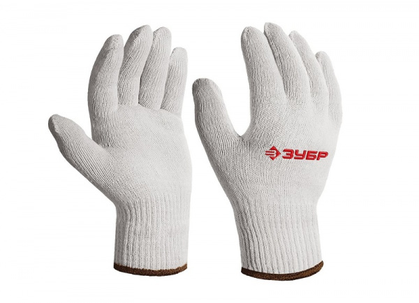 Перчатки без покрытия ЗУБР ОПТИМА, S-M, х/б, 10 класс (11445-M)