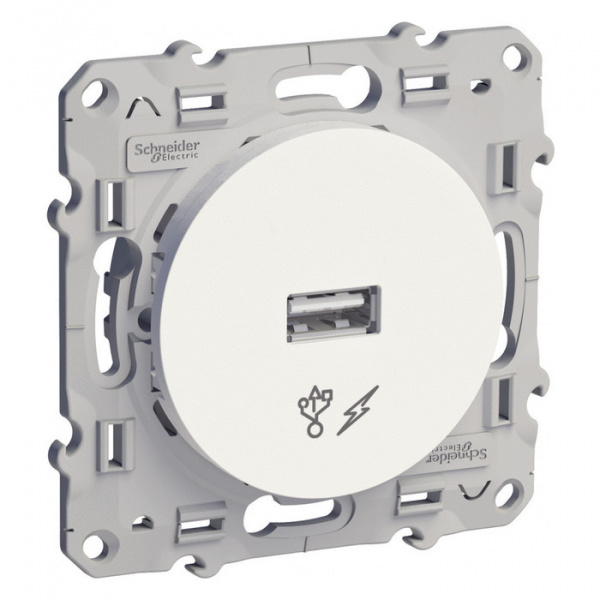 Розетка Белый 1П USB СУ Odace SE