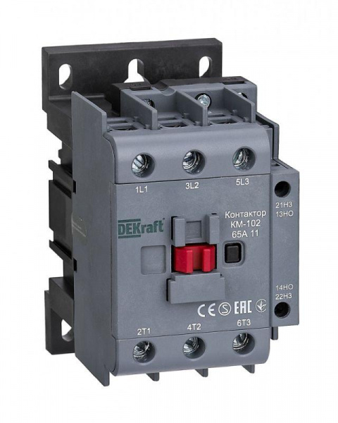 Контактор Dekraft 65А 380B/400В КМ-102 АС3 AC4 1НО+1НЗ