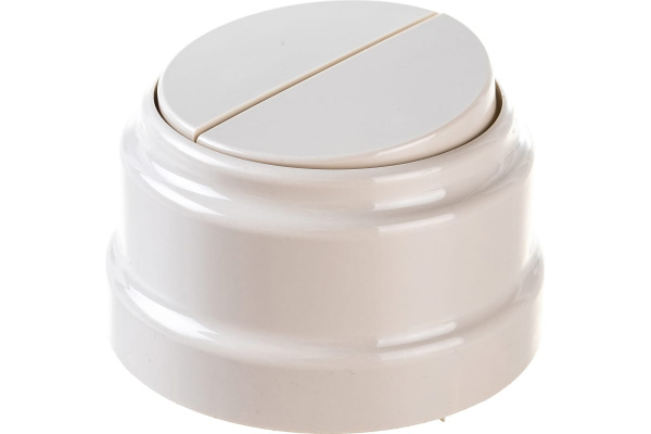 Выключатель Bylectrica РЕТРО 2-клавишный, 6А ОУ, бел/беж/кор/шок, А56-2212